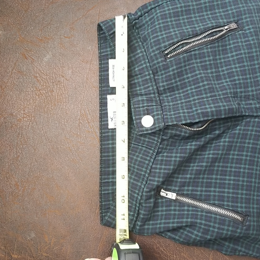 #R - Hollister Women Ultra High Rise Plaid Pants Blue Green Black Size S - Picture 3 of 11